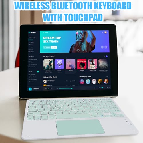 Ultra Slim Wireless Bluetooth Keyboard with Touchpad,10 Inch Ultra-Thin Rechargeable Portable Travel Keyboard for iOS Android Windows Smartphone Laptop Table,Student Kid Boy Girl Women Gift (Green) - color: green