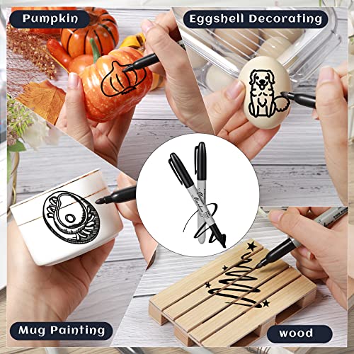Thenshop 300 Pack Black Permanent Markers Bulk - Fine Point Permanent Marker Quick Drying Waterproof Pens for Doodling Writing Marking Classroom Work on Wood Metal Stone Glass, Office School Supplies