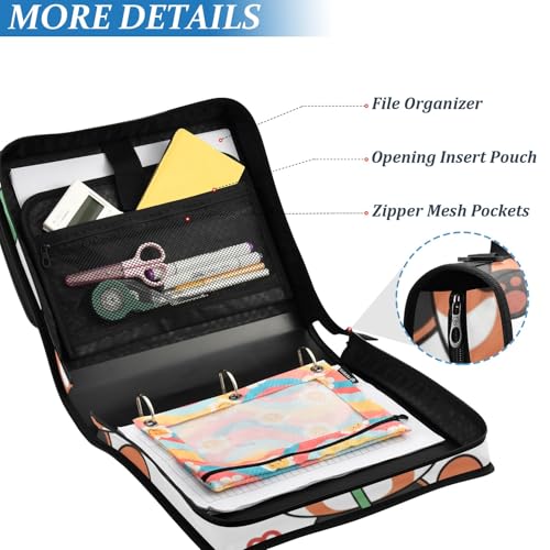3 Ring Zipper Binder With Shoulder Strap Documents Storage Organizer Animal Dog - color: Drinking Red Panda