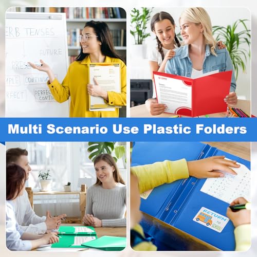 Henoyso 24 Set Take Home Folders with Clear Front Pocket, School-to-Home Communication Folder Bulk for Back to School Classroom, Heavy Duty Plastic Parent-Teacher Homework Folders (Rainbow) - color: Rainbow