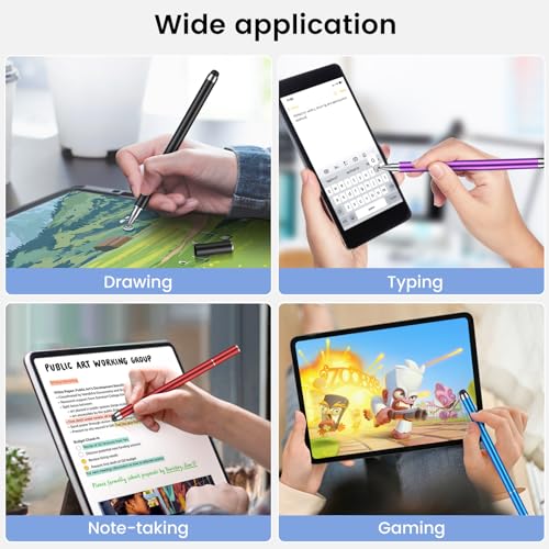 MEKO 4 Pack Stylus Pens for Touchscreens, 2-in-1 High Sensitivity&Precision Capacitive Stylus Pens for iPad iPhone Android Smartphone Tablets All Touchscreen Devices(4 Stylus + 12 Tips) | 4 Pack, 2-in-1 High Sensitivity, Capacitive Stylus Pens for iPad iP