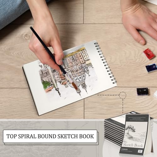Jexine 60 Pcs 5.5'' x 8.5'' Top Spiral Bound Sketch Book 30 Sheet Each(68lb/100gsm), Sketching Drawing Pad Bulk Artist Sketch Pad Drawing Paper Art Sketchbook for Painting (Tree) - style: Tree