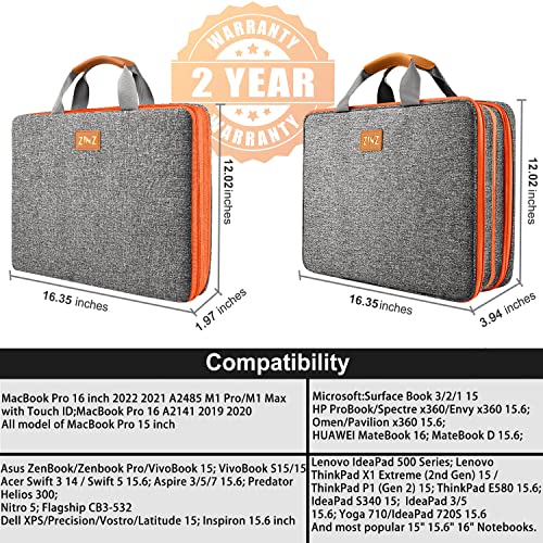 ZINZ Slim Expandable Laptop Case 15.6 Inch Sleeve Upgraded Protective Durable Recycled Carrying Case Compatible with MacBook 15" & 16" and Most 15" 15.6" 16" Notebook,D01G02 - color: D01g02, size: 15.6"