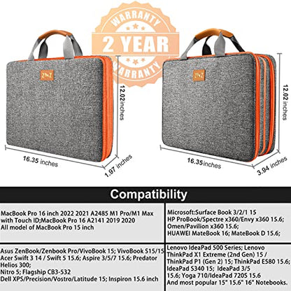 ZINZ Slim Expandable Laptop Case 15.6 Inch Sleeve Upgraded Protective Durable Recycled Carrying Case Compatible with MacBook 15" & 16" and Most 15" 15.6" 16" Notebook,D01G02 - color: D01g02, size: 15.6"