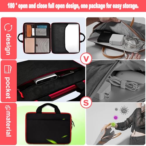 Hseok Laptop Case 13.3-14 Inch Sleeve,TSA Shockproof Computer Handbag,Compatible with MacBook Neo/Pro 14 M5/M4/M3/M2/M1,All Models 13.3" MacBook Air/Pro,XPS 13/14,Most 13-14 Notebooks,Red Edge - color: Red Edge