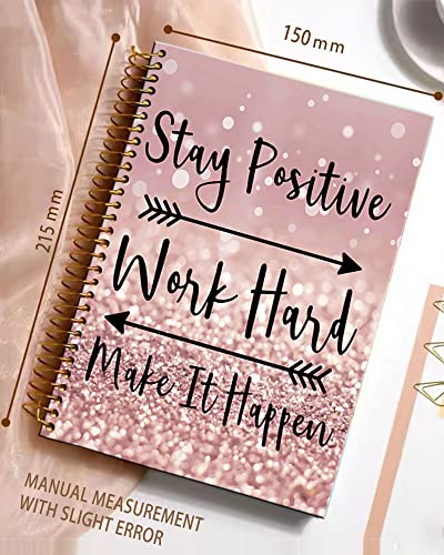 iampanda Spiral Journal Notebook,Strong TwinWire Binding with Premium Paper for Girl Women,Rose Gold and Silver Glitter Design 60 Sheets A5 College Ruled NotebookJournal,Perfect for School Office - color: Glitter Quote