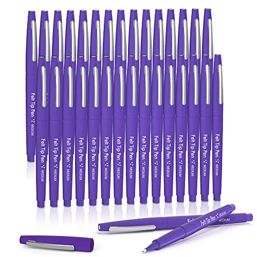 Lelix Felt Tip Pens, 30 Purple Pack, 0.7mm Medium Point, Felt Tip Markers Pens for Journaling, Writing, Note Taking, Planner, Perfect for School Office and Art Supplies - color: 30 Purple