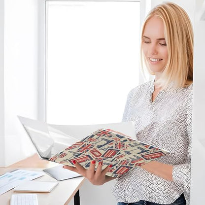 British Flag Beige Print 3 Ring Binder 1.5 Inch Binders 3 Ring Three Ring Binder Organizer with Clipboard & 3 Pockets Letter Size for Paper Work Recipes Office Supplies 1 Pack