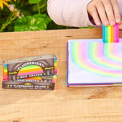 eeBoo: Jumbo Wax Crayon: Rainbow Fluorescent – 6 Vibrant Colors in One Chunky Crayon, 4" x 1.5" x 0.625" Block, Art & Coloring Supplies, Kids Ages 3+