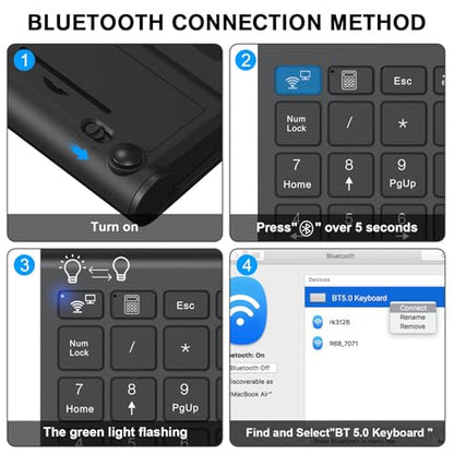 cimetech BT Number Pad, Wireless Numeric Keypad Numpad, 22 Keys Portable Mini Financial Accounting Keyboard for Laptop Notebook, Desktop, Surface Pro, PC - color: BT-Black