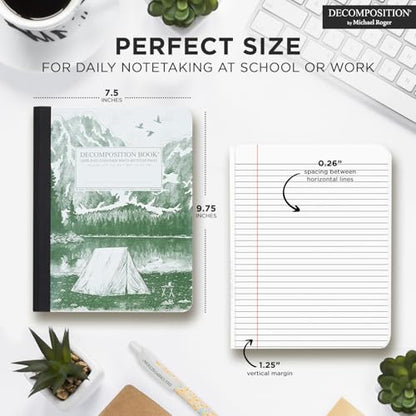 Decomposition Mountain Lake College Ruled Composition Notebook - 9.75 x 7.5 Journal with 160 Lined Pages - Notebooks for School Supplies, Home & Office - 100% Recycled Paper - Made in USA - color: Mountain Lake