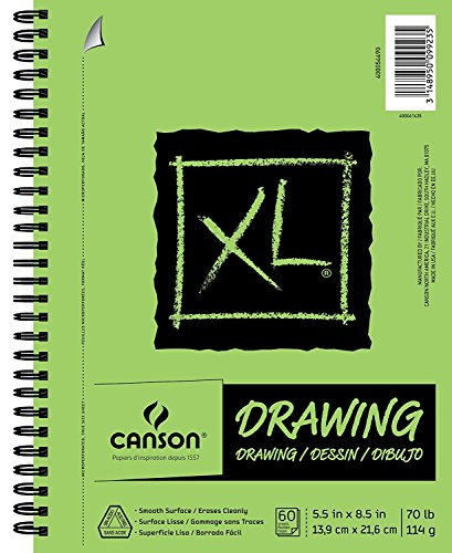 Canson XL Series Drawing Paper, Wirebound Pad, 5.5x8.5 inches, 60 Sheets (70lb/114g) - Artist Paper for Adults and Students - Charcoal, Colored Pencil, Ink, Pastel, Marker