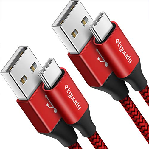 etguuds USB A to USB C Cable 6ft, 2-Pack, 3A Fast Charging Type C Charger Cord for iPhone 17 16 15 Pro Max 16e 17 Air, Samsung Galaxy S25 S24 S23 S22 S21 S20 A17 A16 A56 A55 Flip Fold, Red - color: Red, size: 6ft