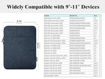 TiMOVO 9-11" Tablet Sleeve Bag, Dusty Blue | Fit iPad 11" A16 2025 / 10.9"/10.2" / Air 11" 5/4 Gen / Galaxy Tab A9+/A11Plus 11", Fit Smart Keyboard - color: A-Dusty Blue, size: 9-11 Inch