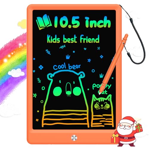 BUKEBU LCD Writing Tablet Doodle Board, Colorful Drawing Pad, Electronic Drawing Tablet, Drawing Pads,Travel Gifts for Kids Ages 3 4 5 6 7 8 Year Old Girls Boys (10.5 inch, Orange) - color: Orange, size: 7"W x 10.4"H
