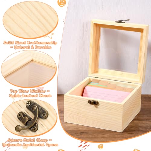 Kathfly 3 x 5 Inch Index Card Holder Set, 230 Pcs Heavy Note Index Cards Large Capacity Wooden Recipe Box Organizer Case with Dividers Flash Card Holder for Office, Home and School - color: Macron Color System