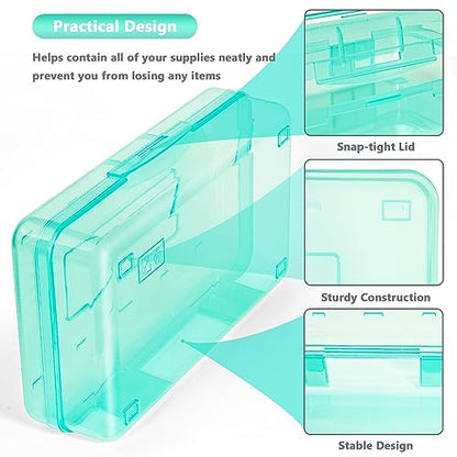 Pencil Box, Large Capacity Pencil Case, Plastic Pencil Boxs for Kids Girls Boys Adults, Hard Crayon Box Storage with Snap-Tight Lid for School Office Supplies Green PB36 - color: Green