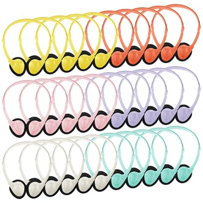 Konohan 30 Pack Headphones Bulk Headphone for School Classroom Student Wired Headphones Adjustable with 3.5 mm Jack for Adults (Macaron) - color: Macaron
