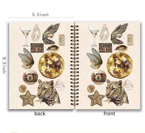 KDHTY Cute Y2K Spiral Notebook for Women,Y2k Preppy School Supplies,Cute Composition Leopard Journal Girly Notebook for Teens Girls Back to School Supplies for College Student Work School,5.5x8.3 - style: preppyball 3