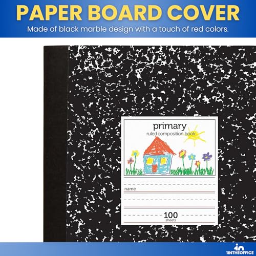 1InTheOffice Primary Composition Notebook, 7 1/2" x 9 3/4", Unruled/Primary Ruled, 100 Sheets (6 Pack)