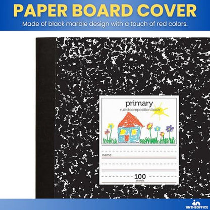1InTheOffice Primary Composition Notebook, 7 1/2" x 9 3/4", Unruled/Primary Ruled, 100 Sheets (6 Pack)