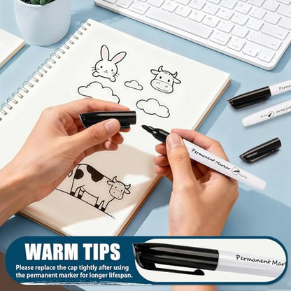 Permanent Markers Bulk, 120 Pack Black Fine Point Markers, Quick Dry Waterproof Markers for Plastic, Glass, Wood & Metal, Back to School Supplies, Office, Home & Warehouse - color: Black