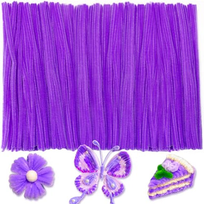 Iooleem 200pcs Purple Pipe Cleaners, Chenille Stems, DIY Crafts, Art and Craft Supplies. - color: Purple color, size: Small Pack