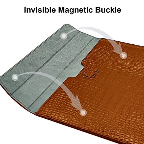 Protective Slim Portable Laptop Sleeve 13-13.6 Inch Crocodile PU Leather Case for MacBook Neo 13 A18 Pro A3404 Air 13 Pro 13 M5 A3449 M4 A3240 M3 M2 M1, for HP Dell Microsoft Notebook, Brown - color: Brown