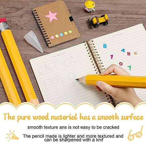 Leinuosen 12 Pcs Large Pencils Back to School Gifts Giant Big Jumbo Nolvety Funny Comically Wood Yellow Pencils with Eraser for Teachers Office Welcome Back to School Party Decorations Photo Props