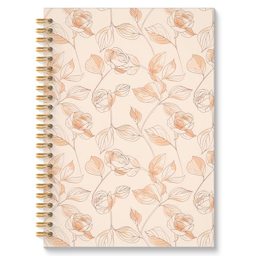 ROXMART Vintage Rose Floral Spiral Notebook, Beige Neutral Botanical Journal, Neo-Romantic Elegant Lined Flower Plant Hardcover Notebook Journal, 5.5x8.3 Inch - color: Style04