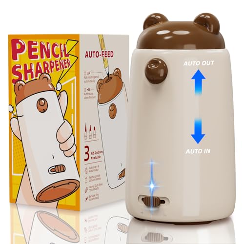 ZMOL Fully Automatic Pencil Sharpener, Electric Pencil Sharpener for Kids, Auto in & Out, Rechargeable Pencil Sharpeners for 6-12mm Jumbo Colored Pencils, Home/Classroom/Office
