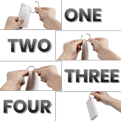 Index Cards, 600 PCS 3 x 5 Inch Punched Flash Cards with 12 Organizing Rings, White Flashcards for Studying, Blank Memo Note Cards for Adults Kids Home School Office