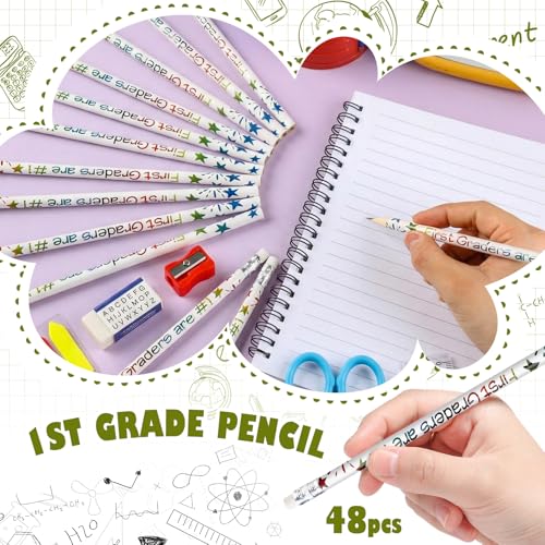 Tenceur 48 Pcs 1st Graders Pencils Bulk Motivational Pencils with Erasers Inspirational Pencil with Back to School Supplies for Kids Student Teacher Classroom Reward - style: 1st Graders