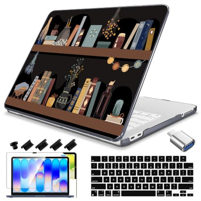 Teryeefi for MacBook Neo Case 13 inch 2026 Release Model A3404,with A18 Pro Chip, Hard Shell Cover with Keyboard Cover, Screen Protector, Old Book Shelves - color: Old Book Shelves