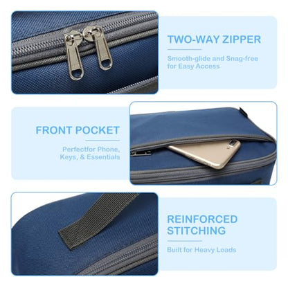 FlowFly Kids Lunch box Insulated Soft Bag Mini Cooler Back to School Thermal Meal Tote Kit for Girls, Boys,Cyan - color: Navy