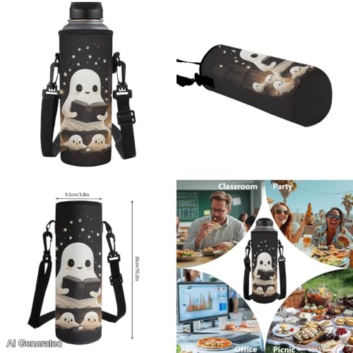 Cute Ghost Backpack for Girls Boys Backpack with Lunch Box Water Bottle Carrier Kawaii Pencil Case 4 in 1 Bookbag with Compartments 17 inch 1st 2nd 3rd School Bag for Kids Back to School - color: Cute Ghost