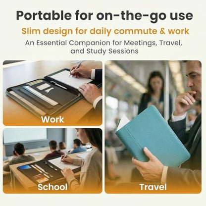 Universal Padfolio Case – Tablet Portfolio Organizer with Notepad Holder – Compatible with iPad 10th 11th Gen, iPad Pro 11, iPad 7 8 9 10.2 10.9 and 9.7 inches - color: Turquoise