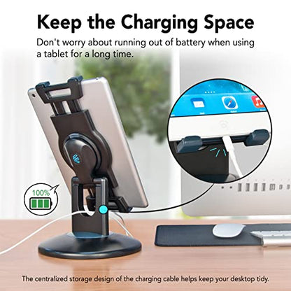 EHO Tablet Kiosk Stand, 360° Rotating Commercial Tablet Stand, Retail Kiosk, 6"-13" (Screens) Adapter Universal Holder for iPad, Air, Mini, Microsoft Surface, Most Tablets - Black - color: Black