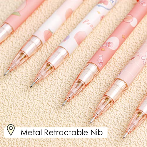 MOZXIRZ 6 Pcs Cute Mechanical Pencils with Eraser 0.5mm Cartoon Peach Mechanical Pencil School Pencil for Women (6pcs Peach/No Refill) - color: 6pcs Peach /No Refill