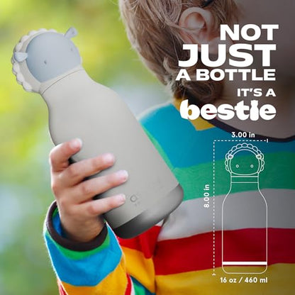 asobu Bestie Bottle Insulated Stainless Steel Water Bottle with Detachable Soft Animal Head Fun Drinking For Kids and Teens with Flexible Reusable Straw 16 Ounce (Sheep) - color: Sheep