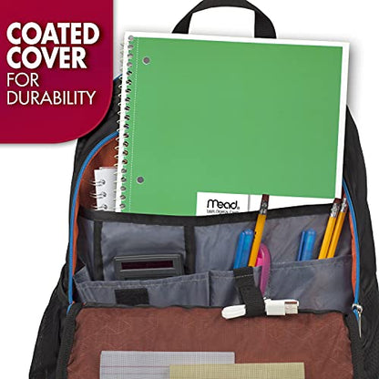 Mead Spiral Notebook, 24 Pack, 1 Subject, Wide Ruled Paper, 7-1/2" x 10-1/2", 70 Sheets per Notebook, Colors Will Vary (930203-ECM25) - size: Pack of 24