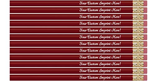 Express Pencils™ Personalized Pencils Round Custom Imprinted with your Name - Text - Logo - Message- 12 pkg - Customizable/Personalization/Great Gift Idea (Burgundy) - color: Burgundy