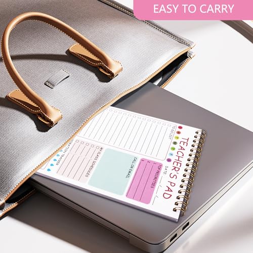 Newkita Teacher To Do List Notepad, 8.3x5.8 Inch Teacher Notepad, Spiral Checklist Notebook for Class Schedules, Daily Planner, School Tasks and Goal Setting (Pink) - color: Pink