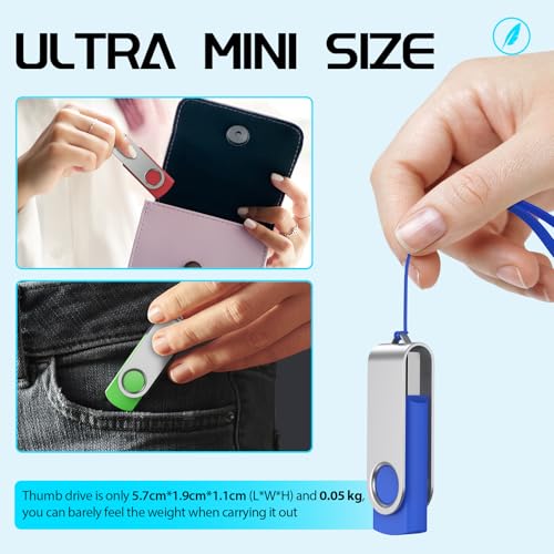 FEBNISCTE Memory Stick 1GB USB Flash Drive Bulk 10 Pack - Bulk 1 GB USB 2.0 | Stick Pendrive Multi-Coloured Thumb Drive - Swivel USB-Key Value Data Storage Jump Drive with 10pcs Ropes - size: 1GB