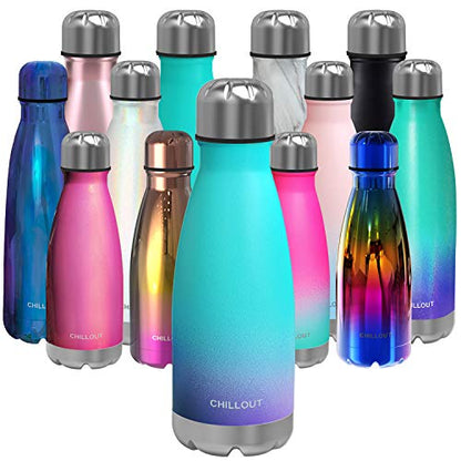 CHILLOUT LIFE 12oz Kids Insulated Stainless Steel Water Bottle, Leak Proof | Small Metal Water Bottle, Keeps Drinks Cold 24H & Hot 12H, Leak-Proof Screw Lid, Perfect for School, Travel & Sports - color: Caribbean Lily