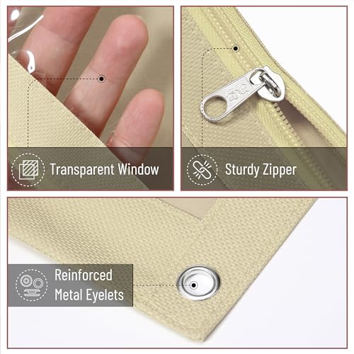 Mr. Pen- Pencil Pouch for 3 Ring Binder, 2 Pack, 10"x6.75", Smooth Zipper | Clear Window, Large Capacity Pencil Case with 3 Reinforced Grommets for School, Office, Supplies Storage | Clear Window, Large Capacity Pencil Case with 3 Reinforced Grommets for
