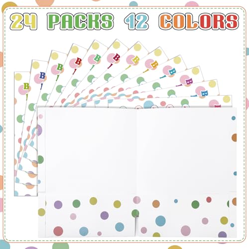 Outus 24 Pcs Classwork Pocket Folders Bulk Students Portfolio Take Home Pocket Folders Gifts for Classroom Home Office Students Teachers School Supplies - style: Chic Style