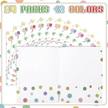 Outus 24 Pcs Classwork Pocket Folders Bulk Students Portfolio Take Home Pocket Folders Gifts for Classroom Home Office Students Teachers School Supplies - style: Chic Style