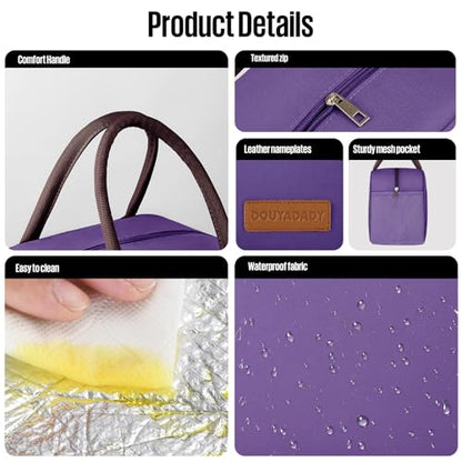 douyadady Lunch Bag Women/Men Lunch Box Women/Men (Dark purple) | Spacious Lightweight Waterproof Sturdy Durable Great Value For Office Work School Picnic Travel - color: Dark Purple