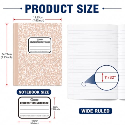 gisgfim 12 Pack Bulk Composition Notebook Wide Ruled, 12 Different Vibrant Colors, 96 Pages (48 Sheets), 9-3/4 x 7-1/2" Hard Cover Journal Notebooks for Studentsd,Classroom and Office(Boho) - color: Boho